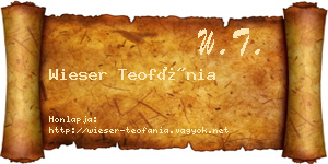 Wieser Teofánia névjegykártya